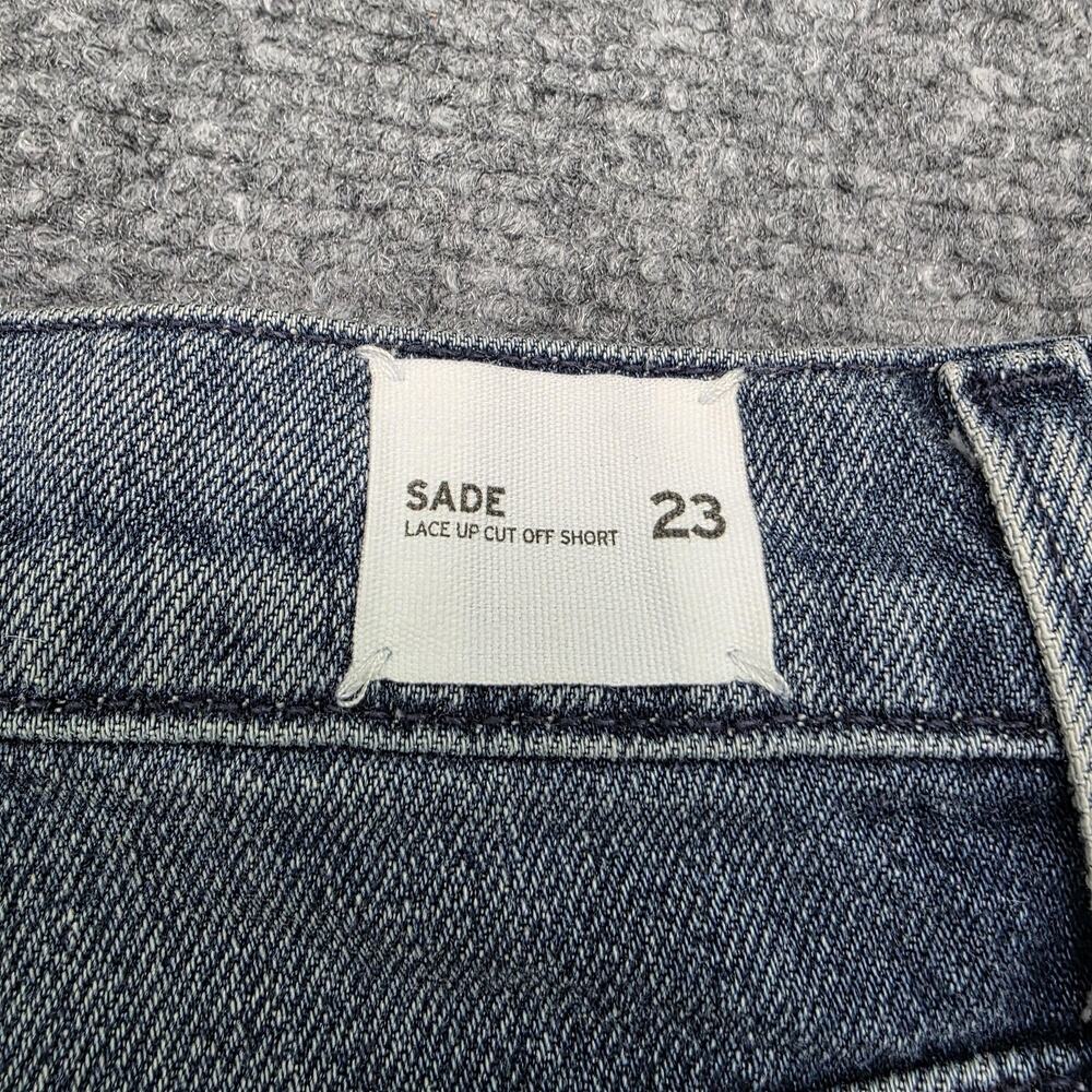 Hudson Jean Shorts Womens 23 Blue Sade Lace Up Cut Off Denim Distressed Mid Rise - Picture 15 of 16